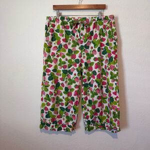 Print Fresh Strawberry Fields Cropped Sleepwear Pajama Pants Women's Size XL